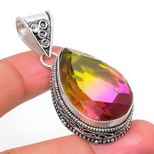 Colgante de joyería de plata esterlina 925 hecho a mano con piedras preciosas...