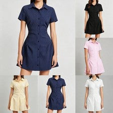 For Streetwear Styling Damen V-Ausschnitt Kleid Kurz Länge Style V-Ausschnitt D