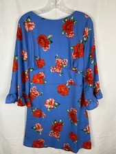 Vestido Fashion Union Talla 10 Alto Para Mujer Azul Floral Espalda Abierta (C57)