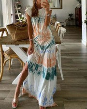 Maxi Vestido Largo Informal de Verano Sin Mangas Tie Dye para Mujer con Aberturas FASHION HAVEN