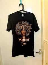 Camiseta negra para mujer March Girl Gildan estilo suave diseño gráfico talla M nueva