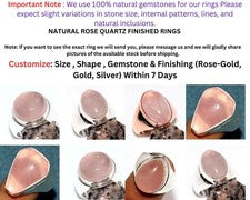Anillo chapado en plata 925 acabado fino cuarzo rosa para hombre y mujer joyería regalo