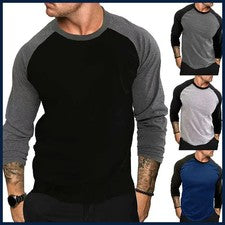 Nueva Camiseta Informal Moda Mangas Largas Hombres Primavera Otoño Retazos Gimnasio Ropa