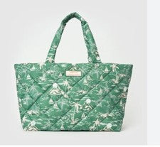 URBAN ORIGINALS Tropical Acolchado Nylon Palmeras XL Bolso de Mano Mujer Extra Grande -VERDE