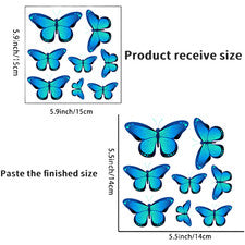 Calcomanía de pared moderna de mariposa brillante para decoración interior de sala de estar dormitorio 15x15 cm