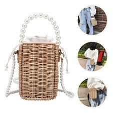 Bolso tejido de moda de 1 pieza Bolso de un hombro Bolso de mano multiusos (caqui)