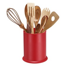 Soporte para utensilios de cocina de 5,7 x 6,5", soporte para cubiertos de plástico, rojo
