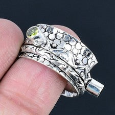 Anillo de joyería de plata esterlina 925 hecho a mano con piedras preciosas d...
