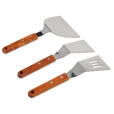 Acero inoxidable para espátula de cocina con asas de madera Juego esencial de 3 piezas