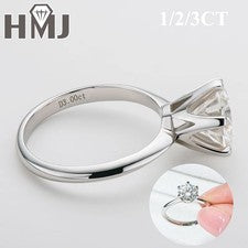 S925 Sterling Silver 1CT-3CT Real Moissanite Rings Solitaire Ring Wedding Band