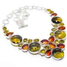 Collar de joyas de piedras preciosas de citrino hecho a mano 18"