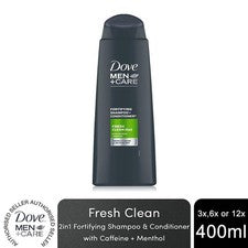 Champú y acondicionador Dove Men+Care 2 en 1, Fresh Clean, 3x, 6x o 12x 400 ml