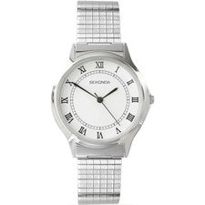 Reloj pulsera Sekonda básico para hombre esfera blanca con metal plateado expandible 3022b