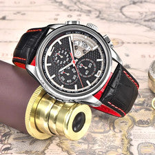 44MM PAGANI DESIGN Hombre Cuarzo Moda Reloj Cuero 30M Impermeable Regalo NUEVO