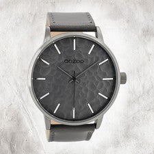 Oozoo Cuero Reloj para Hombre C9440 Análogo de Cuarzo Pulsera Gris UOC9440