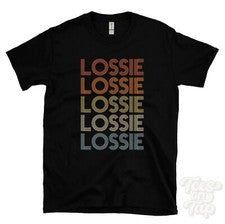 CAMISETA ESTILO RETRO REPETIDA LOSSIE para hombre y mujer novedad genial nombre regalo