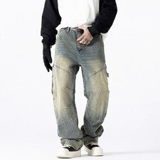 Nuevo Clásico Para Hombres Denim Pantalones Rectos Mono Jeans Moda Suelto Informal Pantalones