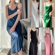 2021 Vestido Alta Calidad Camisón Largo Cuello en V Sin Mangas Noche Fiesta