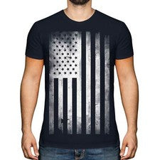 CAMISETA ESTRELLA Y RAYAS ESTAMPADO DESCOLORIDO HOMBRE MODA MANGA ENROLLADA BANDERA EE. UU.