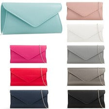 Bolso sin asas de cuero sintético liso para mujer Bolso de mano Simple Boda Noche Royal Ascot