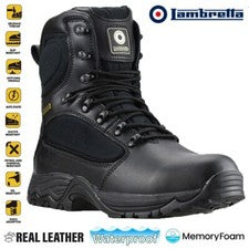 BOTAS DE POLICÍA AL TOBILLO DE TRABAJO PUNTERA DE ACERO IMPERMEABLES DE CUERO PARA HOMBRES TALLA DE ZAPATOS