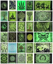 Tapices verdes algodón tie dye póster colgante de pared mandala boho decoración del hogar