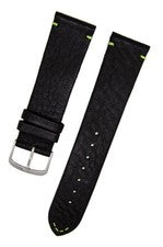 Correa de reloj de cuero de alce auténtico negro con costuras de colores 18 mm, 20 mm, 22 mm NUEVO