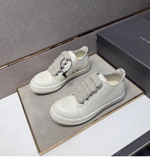 Zapatillas deportivas Rick Owens para hombre grises blancas bajas con cordones lisas