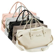 Bolso de mano de fin de semana de cuero sintético vegano con nombre personalizado regalos personalizados para ella