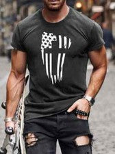 Camiseta Novedad Moda Bandera Religiosa Cruz Patrón Corto Casual Manga Químicos