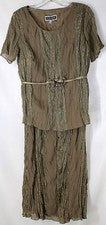 NUEVO CON ETIQUETAS Florentino Para Mujer 8 Taupe 3 piezas Elegante y Encaje BOHO Chic SS Top Falda y Cinturón