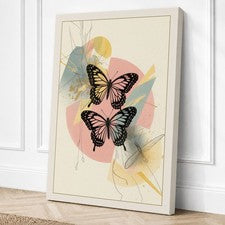 Impresión ecléctica en lienzo de mariposas geométricas arte de pared decoración del hogar listo para colgar