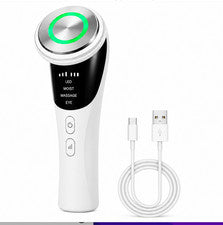 Masajeador facial y de cuello LED 4 en 1 vibración térmica cuidado de la piel dispositivo de belleza recargador