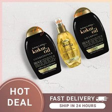 Champú, acondicionador OGX Kukui Oil. Aceite para cabello encrespado 3 artículos uno cada uno