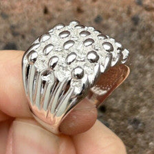 Anillo con hebilla de 5 filas de plata esterlina 925 sólida para hombre TODOS LOS TAMAÑOS nuevo