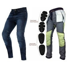 Jeans de moto para hombre con forro protector y almohadillas denim