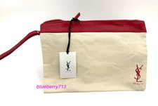 Bolso de Maquillaje de Lona Belleza YSL Yves Saint Laurent con Asa ~ Tira Roja