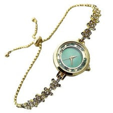 Pulsera estilo reloj de cuarzo redondo aleación de acero inoxidable con diamantes engastados