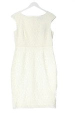 Vestido de encaje individual mujer elegante blanco talla 38 mezcla de algodón nuevo con etiqueta