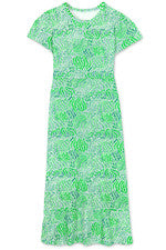 Vestido para mujer - Vestido estampado verde - Maxi vestido - XL - Jersey algodón