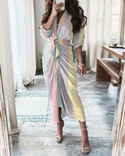Para mujeres Bohemio Midi Estampado Boho Tribal Hippie Floral Camisa Moda Vestido Largo