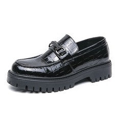 Mocasines Hombres Suela Gruesa Formal Zapatos de Negocios Sin Cordones Cuero Vestido Zapatos Planos