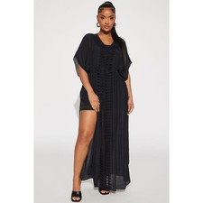 NUEVO CON ETIQUETAS Moda Maxi Vestido Nova Negro Skyler Bordado Caftán Para Mujer Talla Grande
