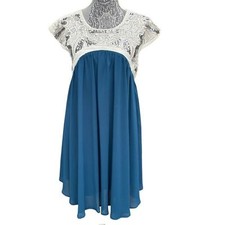 Vestido de cóctel Altar’d State para mujer M azul marroquí y blanco con lentejuelas nuevo con etiquetas