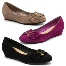 Zapatos informales cómodos para mujer de cuña baja con punta redonda talla UK 4-9