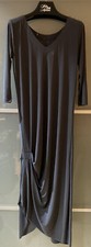 Vestido VECCELI Italia Gris Vaina Elástico Cortina Espalda Dividida - Para Mujer Talla Pequeña $125