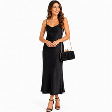 Bolso de hombro House of Harlow 1960 formal de noche negro satinado sin asas boda