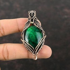 Colgante envuelto en alambre Bestie regalo cobre labradorita fuego verde 2,68"