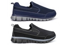 Entrenadores sin cordones ligeros de espuma viscoelástica para hombre negros/azul marino