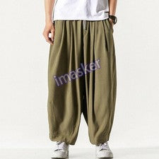 Pantalones informales harén sueltos estilo chino para hombre Yoga Kung Fu pierna ancha pantalones largos